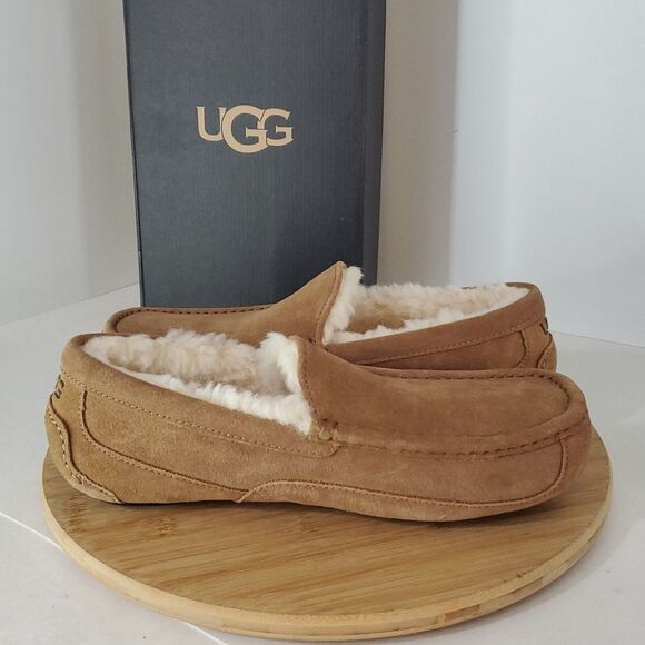 UGG Ascot Slipper Chestnut Suede Wool Comfort Loafer Men's US 10 New - Picture 9 of 13